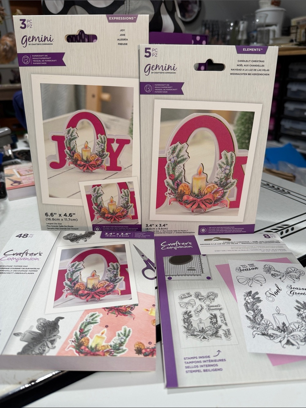 Crafters Companion ‘Joy’ word die & Coordinating Topper Pad, Stamp & Die Set